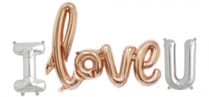 Script Rose Gold ( I LOVE U ) Shape Foil Balloon Sets (Pack of  3- Rose gold ) 